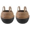 vidaXL Plant Pot with Handles 2 pcs Black &Oslash; 22 x 20 cm 100% Seagrass