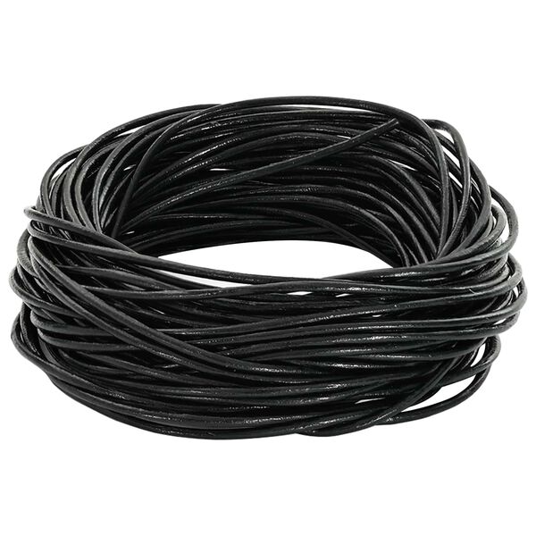 vidaXL Leather Cord Black &Oslash;1 mm x 10 m Leather