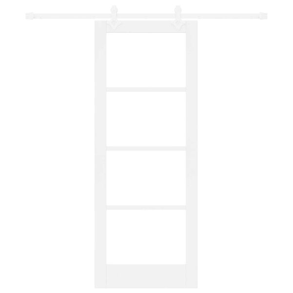 vidaXL Sliding Door White 78 x 202 cm Solid Pine Wood and Glass