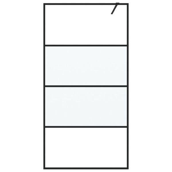 vidaXL Walk-in Shower Wall Black 100x195 cm Half Frosted ESG Glass