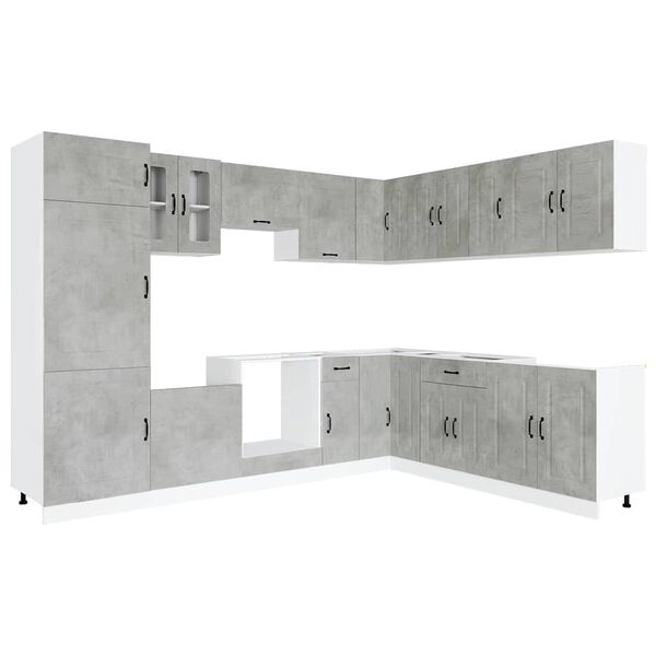vidaXL 14 Piece Kitchen Cabinet Set Kalmar Concrete Grey Engineered Wood