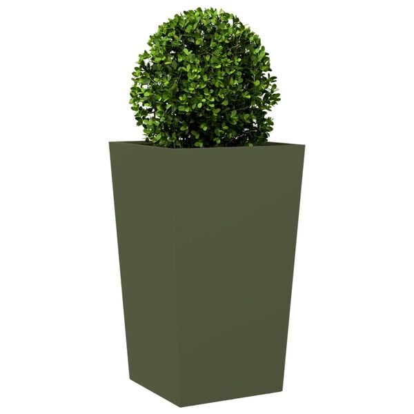 vidaXL Garden Planter Olive Green 45x45x75 cm Steel