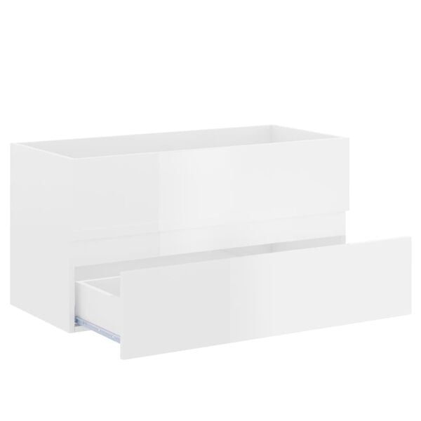 vidaXL Sink Cabinet High Gloss White 90x38.5x45 cm Engineered Wood