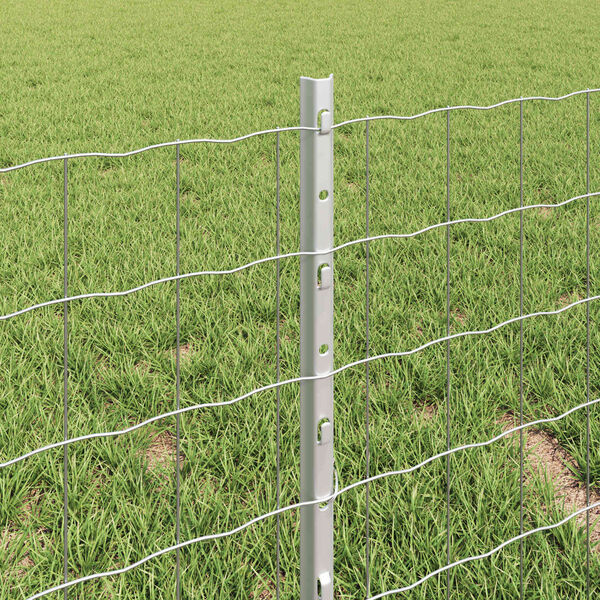 vidaXL Fence with Post Silver 0.4 x 50 m Steel