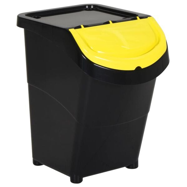 vidaXL Stackable Waste Bins with Lids 3 pcs Black PP 120 L