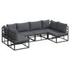 vidaXL Garden Sofa Set with Cushion 6 pcs Black Aluminium