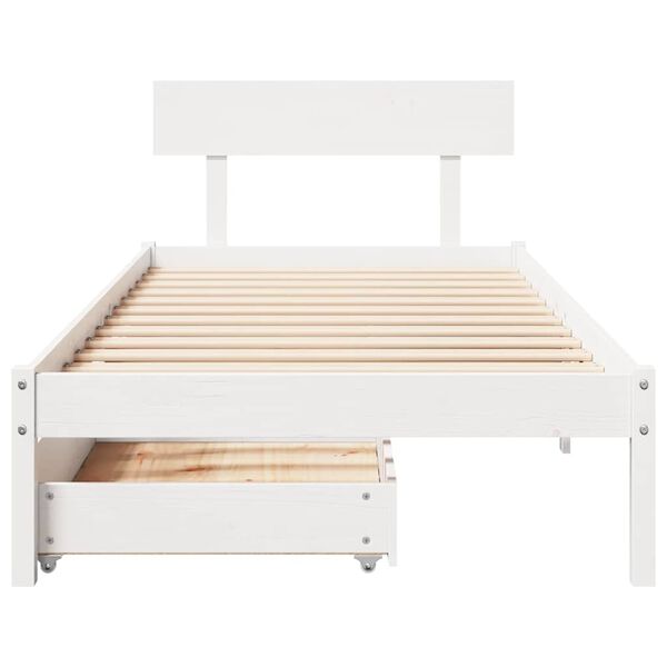 vidaXL Bed Frame without Mattress White 75x190 cm Small Single Solid Wood Pine