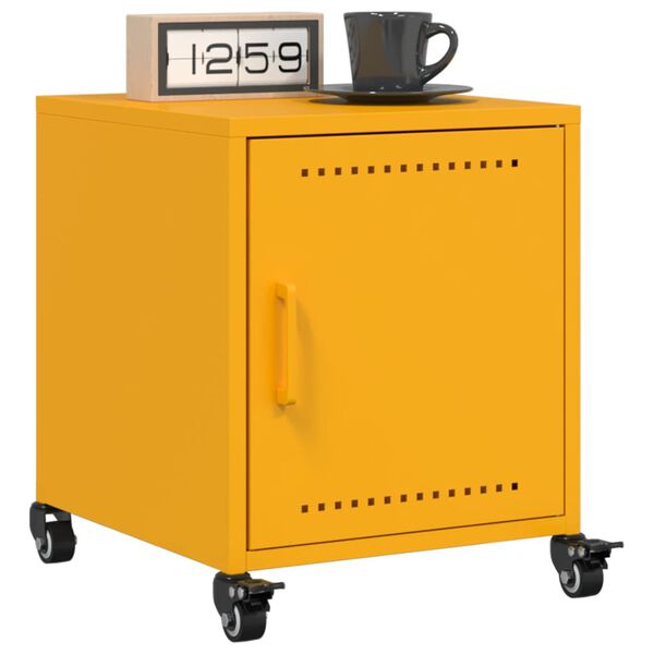 vidaXL Bedside Cabinets 2 pcs Mustard Yellow 36x39x43.5 cm Steel