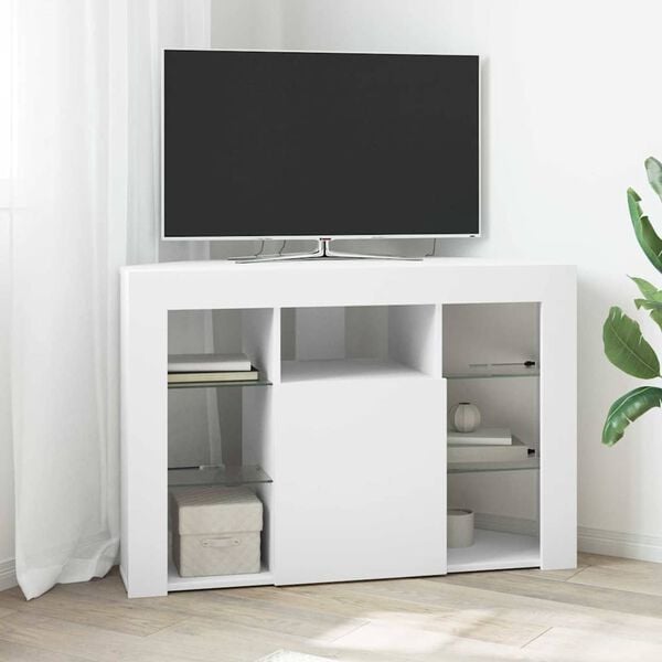 vidaXL Corner LED TV Cabinet White 100x40x68cm Engineered Wood