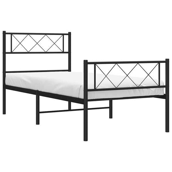 vidaXL Metal Bed Frame without Mattress with Footboard Black 100x200cm