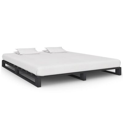 vidaXL Pallet Bed Frame Grey Solid Pine Wood 200x200 cm