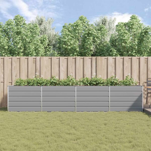 vidaXL Planter Light Grey 385 x 100 x 75 cm Galvanised Steel