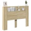 vidaXL Headboard Cabinet with LED Sonoma 140 x 16.5 x 103.5 cm