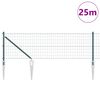 vidaXL Fence with Post Green 0.8 x 25 m Steel and PVC