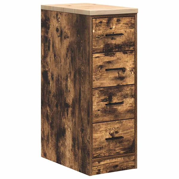vidaXL Garage Storage Cabinet Smoked Oak 30x51x85 cm Solid Wood Pine