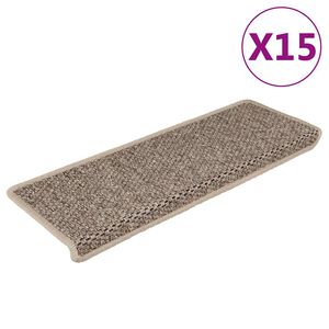vidaXL Stair Mats Self-adhesive Sisal-Look 15 pcs 65x21x4 cm Dark Beige