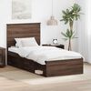 vidaXL Bed Frame with Headboard Brown Oak 90 x 190 cm Solid Pine Wood