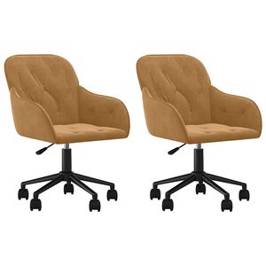 vidaXL Swivel Dining Chairs 2 pcs Brown Velvet