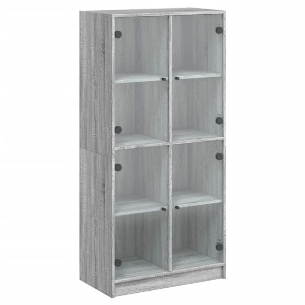 vidaXL Highboard with Doors Grey Sonoma 68x37x142 cm Engineered Wood