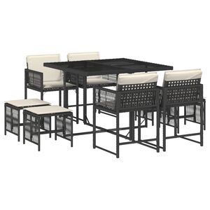 vidaXL Garden Dining Set | Black and Cream White