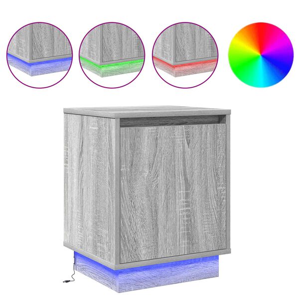 vidaXL Bedside Cabinet Grey 39 x 34.5 x 50 cm Engineered wood