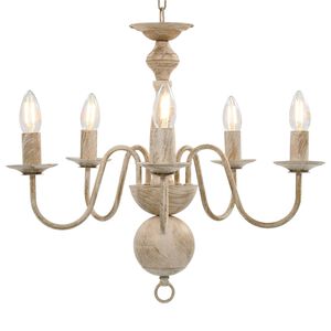 vidaXL Chandelier Antique White 5 x E14 Bulbs