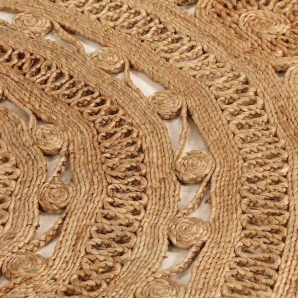 vidaXL Area Rug Hand-braided Jute 90 cm Round