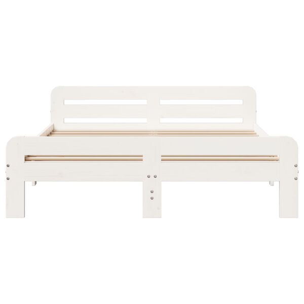 vidaXL Bed Frame without Mattress White 150x200 cm King Size Solid Wood Pine