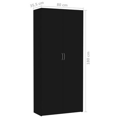 vidaXL Storage Cabinet Black 80x35.5x180 cm Engineered Wood