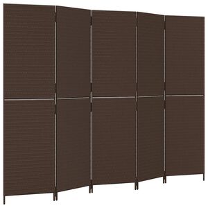vidaXL Room Divider 5 Panels Brown Poly Rattan
