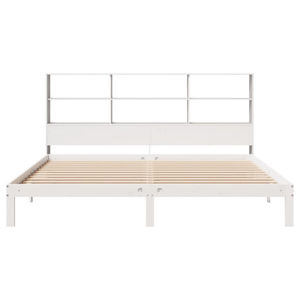 vidaXL Bookcase Bed without Mattress White 180x200 cm Super King Solid Wood Pine