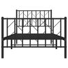 vidaXL Metal Bed Frame without Mattress with Footboard Black 90x200cm