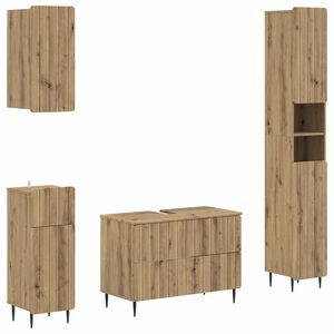 vidaXL 4 Piece Bathroom Cabinet Set ZWOLLE Artisan Oak Engineered Wood