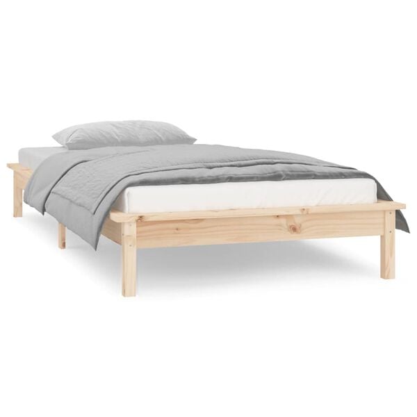 vidaXL LED Bed Frame without Mattress 90x200 cm Solid Wood