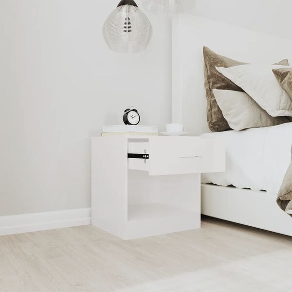 vidaXL Bedside Cabinets 2 pcs with Drawer High Gloss White