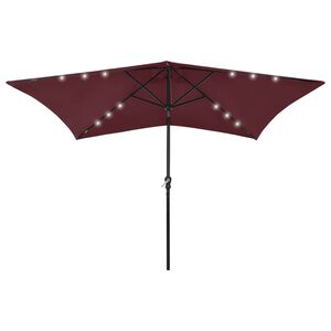 vidaXL Garden Parasol with LEDs and Steel Pole Bordeaux Red 2x3 m