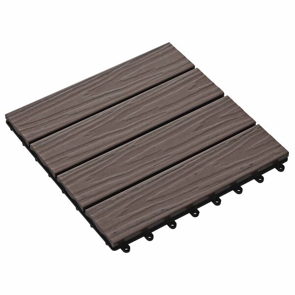 vidaXL Decking Tile 3D Design 11 pcs Dark Brown 30 x 30 cm WPC