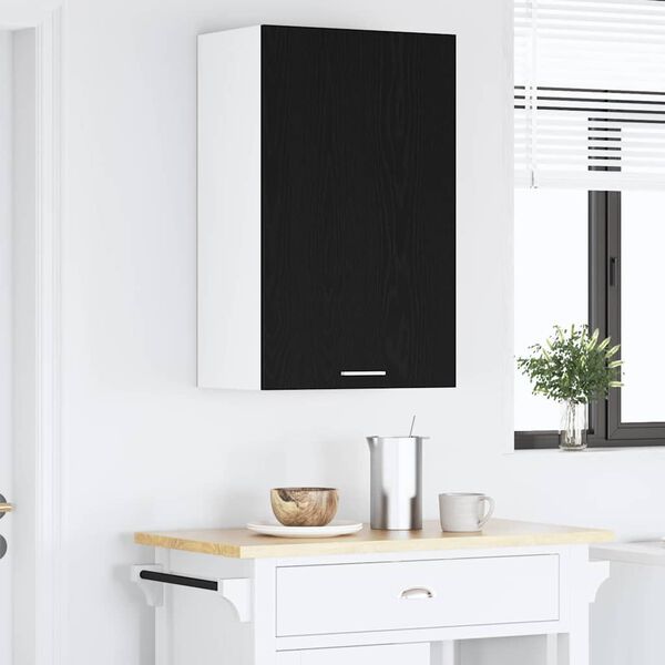 vidaXL Hanging Cabinet with Door Black Oak and White 50 x 31 x 80 cm