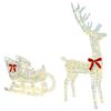 vidaXL Reindeer Pull Sleigh 200 LEDs Warm white 70 x 26 x 129 cm PET