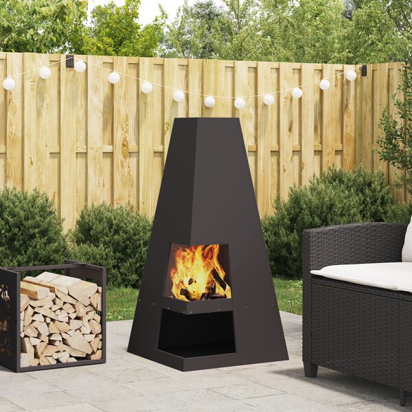 vidaXL Fire Pit Black 50 x 50 x 100 cm Steel