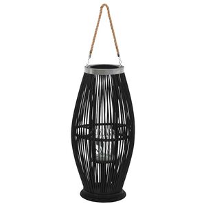 vidaXL Candle Holder | Black | Bamboo | Medium | Hanging mounting