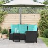 vidaXL Garden Sofa with Cushion 2 pcs Black and Turquoise Poly rattan