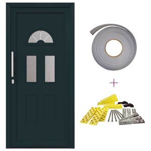 vidaXL Front Door 98 x 198 cm PVC Anthracite