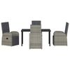 vidaXL Garden Dining Set with Cushion 5 pcs Grey Poly Rattan