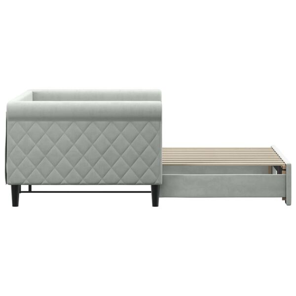 vidaXL Daybed with Trundle without Mattress Light Grey 90x190 cm Single