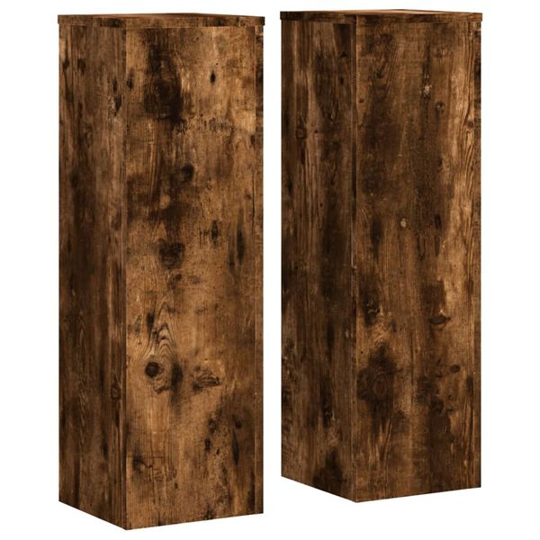 vidaXL Plant Stand 2pcs Smoked Oak 25x25x80 cm Engineered Wood