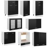 vidaXL 8 Piece Kitchen Cabinet Set with Worktop High Gloss Black