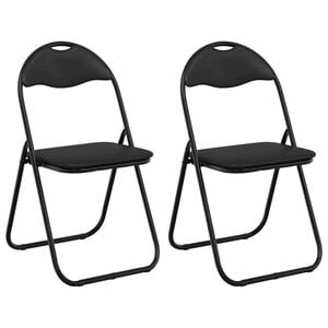 vidaXL Folding Chair 2 pcs Faux Leather Black 48 x 43.5 x 81 cm
