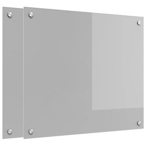 vidaXL Kitchen Backsplash 2 pcs Light Grey 70 x 60 cm Tempered Glass