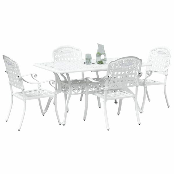 vidaXL Garden Dining Set 5 pcs White Aluminium